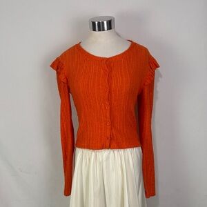 Zara Orange Ruffle Trim Crop Camisole